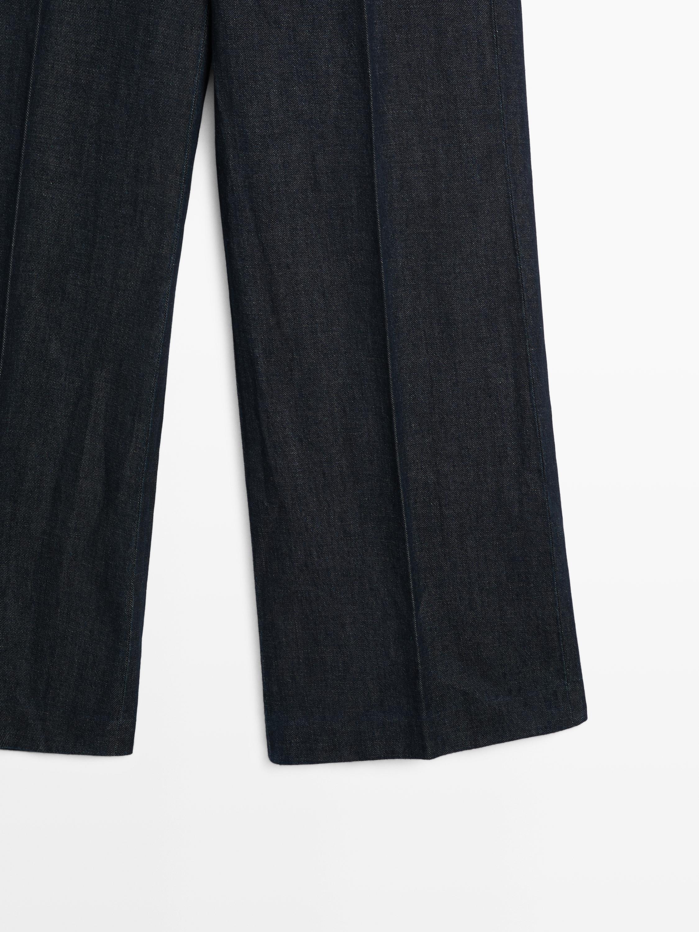 Pantalon wide leg avec lin
